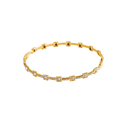 Настоящее золото 18K 304 кубический стальные браслеты из нержавеющей диоксида циркония, ионное покрытие (ip), реальный 18 k позолоченный, внутренний диаметр: 2.32 дюйм (5.9 см)