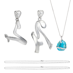 Платиновый & Цвет Нержавейки Наборы для изготовления ожерелий своими руками, включая латунные подвески с нерегулярными оправами из кабошонов и 304 ожерелья из нержавеющей стали, платины и нержавеющая сталь цвет, 25x23.5x14 мм