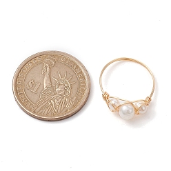 Light Gold Натуральные перламутровые кольца, кольцо из медной проволоки, золотой свет, размер США 8 1/2 (18.5 мм)
