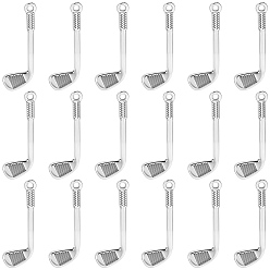Antique Silver 100Pcs Tibetan Style Alloy Pendants, Cadmium Free & Lead Free, Golf Club, Antique Silver, 26x9x3mm, Hole: 1.5mm