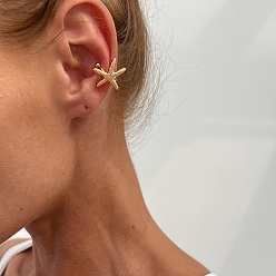 Морская звезда Серьги-каффы из железа и сплава, золотые, морская звезда, 17.5x16x14.5 мм