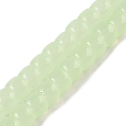 Темный Морско-зеленый Выпечка покрытие стеклянные бусины нити, имитация нефрита, баррель, темно-зеленый, 8x6 мм, отверстие : 1.4 мм, около 59 шт / нитка, 14.17'' (36 см)