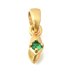 Зеленый Латунь микро проложить кубический цирконий, без кадмия и без свинца, стойки покрытие, долговечный, реальный 24 k позолоченный, зелёные, 14 мм, отверстие : 4.3x3 мм