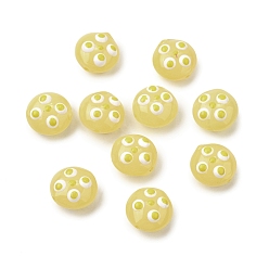 Светлый Золото-желтый Прозрачные стеклянные эмалевые бусины, неровный плоский круглый, светлый золотарник желтый, 12.5x7~8 мм, отверстие : 1.2 мм