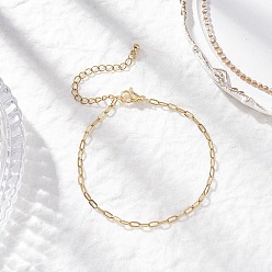 Золотой 304 женские браслеты-цепочки со скрепками из нержавеющей стали, с пластиковым круглым брелоком ccb, золотые, 7-3/8 дюйм (18.8 см)