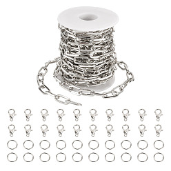 Платина Набор для самостоятельного изготовления цепочек из алюминиевых скрепок и браслетов/ожерельев, в том числе застежки-клешни из цинкового сплава, Перейти латунные, пластиковые пустые катушки, платина, 19x9x2 мм