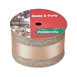 пшеница 10 ярдов тканевой проволочной ленты, декоративная лента с блестящей окантовкой для свадьбы, подарок, оформление партии, цвет пшеницы, 2-1/2 дюйм (65 мм)