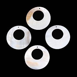Морская Ракушка Природные подвески оболочки пресноводных, кольцо прелести, цвет морской раковины, 40x2~4 мм, отверстие : 1.6 мм