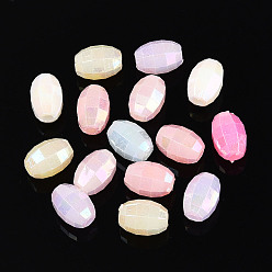 (52) Непрозрачная лаванда Пластиковые шарики, имитация желе, баррель, с покрытием AB цвета, граненые, разноцветные, 10x6.5x6.5 мм, отверстие : 2 мм, Около 2500 шт / 500 г