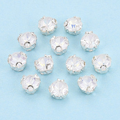 Кристалл Пришить бусины монте из стразов, с настройками латуни, аксессуары для одежды, плоско-круглые, кристалл, 5.1x4.1 мм, отверстие : 0.8 мм, около 1440 шт / упаковка