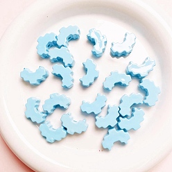 Bleu Ciel Clair Perles acryliques laquées, cœur, lumière bleu ciel, 25x29mm, Trou: 2.8mm