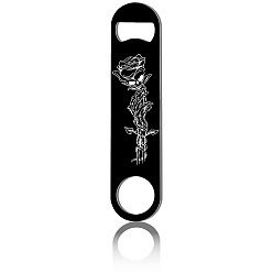 June Rose 430 открывалки для бутылок из нержавеющей стали, лазерная резка, прямоугольные, июньская роза, 178x40x2 мм