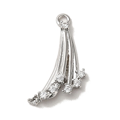 Платина Латунные микро проложить кубического циркония подвески, кисточка, платина, 21x12.5x3.5 мм, отверстие : 1.2 мм