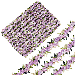 Violet 15 mètres de ruban de dentelle brodé en polyester à fleurs, vêtements accessoires décoration, violette, 3/4 pouces (20 mm)