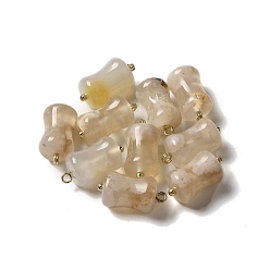 Вишневый агат Подвески из натурального вишневого цвета, Подвески из бамбуковой палочки с латунными петлями с покрытием стойки, реальный 18 k позолоченный, долговечный, 16x8 мм, отверстие : 1.6 мм