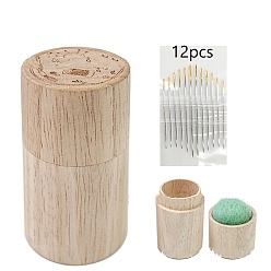 Бирюза Иглы из железной пряжи, тупые иглы с большим ушком, для вышивки крестом, вязание, вышивка лентами, с деревянной коробкой, бирюзовые, 40x85 мм