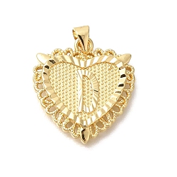 Letter D Стойки обшивки латунные подвески, без кадмия и без свинца, сердце с подвесками в виде буквы az, Буква D, 24x22x3 мм, отверстие : 5x3.5 мм