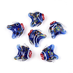 Темно-Синий Бусины лэмпворк , рыба, темно-синий, 14.5~19x17~21.5x9~10 мм, отверстие : 1.2~1.4 мм, около 29~30 шт / нитка, 17.32~18.50'' (44~47 см)