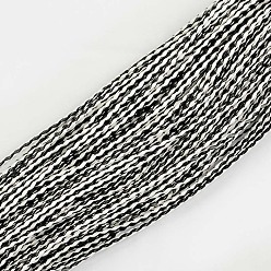Черный Плетеные имитация кожаные шнуры, круглая фурнитура для браслета, черно-белые, 3x3 мм, около 103.89 ярдов (95 м) / пачка