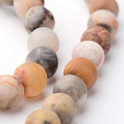 Сумасшедший Агат Матовые круглые пряди натуральных сумасшедших кружевных агатовых бусин, 6 мм, отверстие : 1 мм, около 63~65 шт / нитка, 15 дюйм