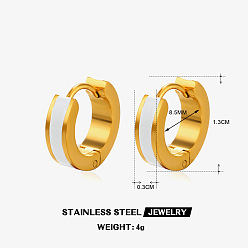 Белый 304 обруч серьги из нержавеющей стали эмаль, золотые, белые, 13 мм