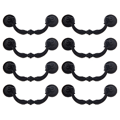 Черный 8 ручки для ящиков из цинкового сплава, ручки шкафа, аксессуары для дверных ручек, с железным винтом, чёрные, 22.5x15 мм, отверстие : 3.5 мм