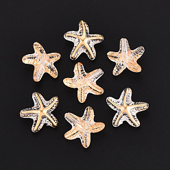 Прозрачный Прозрачные акриловые бусины, морская звезда, с золотой порошок, прозрачные, 18x19x9 мм, отверстие : 1.8 мм, Около 649 шт / 500 г