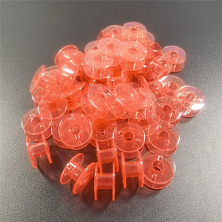 Red Transparent Plastic Bobbins, Sewing Thread Holders, for Sewing Tools, Red, 20x10mm, Hole: 6mm