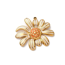 Цветок 304 нержавеющей стальной эмали подвески, подсолнечник, 25x27.5x4.5 мм, отверстие : 1.5 мм