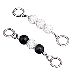 Platinum 2Pcs 2 Styles Alloy Bag Strap Chains Extender, Polymer Clay Rhinestone & Resin & Spring Gate Ring, for Bag Straps Replacement Accessories, Platinum, 14.5cm, 2 Styles, 1pcs/style, 2pcs/set