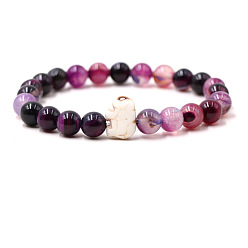 Аметист Браслеты из натуральных аметистов и синтетической бирюзы для мужчин и женщин, круглый и слон