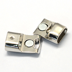Platinum Alloy Magnetic Clasps with Glue-in Ends, Rectangle, Platinum, 26x12.5x7mm, Half Hole: 5x10mm