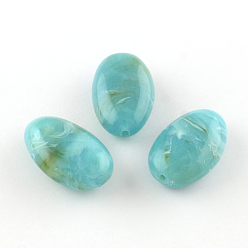 Средний Бирюзовый Овальной имитация драгоценных камней акриловые бусины, средне бирюзовый, 41x26x15 мм, Отверстие : 3 мм , около 46 шт / 500 г