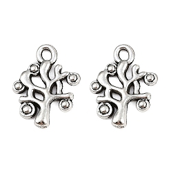 Античное Серебро Сплавочные подвески тибетского стиля, дерево, античное серебро, 15x11.5x1.5 мм, отверстие : 1.5 мм