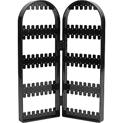 Черный Пластиковые складные экраны для сережек PS с 2 складными панелями, подвесной держатель для органайзера для украшений, форма арки, чёрные, 21.5x2x28 см