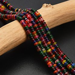 Натуральный Агат Природный агат бисер нитей, окрашенная и подогревом, рондель, 4x1.5 мм, отверстие : 0.7 мм, около 155 шт / нитка, 14.96'' (38 см)