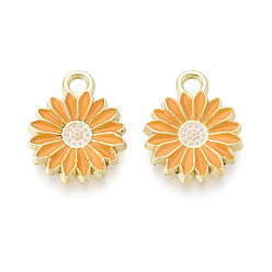 (932FM) Темно-синий аква-матовый с подкладкой Сплав эмали прелести, золотой свет, очарование подсолнуха, темно-золотистые, 17x13x2 мм, отверстие : 2 мм