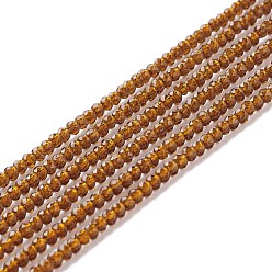 Шоколадный Прозрачные стеклянные бусины, граненые, круглые, цвет шоколада, 2 мм, отверстие : 0.6 мм, около 182~201 шт / нитка, 14.57~15.24 дюйм ((37~38.7 см)