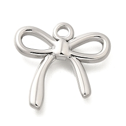 Нержавеющая Сталь Цвет 304 подвески из нержавеющей стали, очарование бантом, цвет нержавеющей стали, 20x20.5x3 мм, отверстие : 2 мм