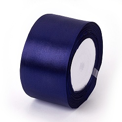 Midnight Blue Single Face Satin Ribbon, Polyester Ribbon, Midnight Blue, 2 inch(50mm), about 25yards/roll(22.86m/roll), 100yards/group(91.44m/group), 4rolls/group