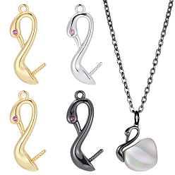 (52) Непрозрачная лаванда 6шт. 3 цвета латунные штифты-скобы, за половину пробурено бисера, лебедь, разноцветные, 18x7.5x3 мм, отверстие : 1 мм, штифты : 4x1 мм, 2 шт / цвет