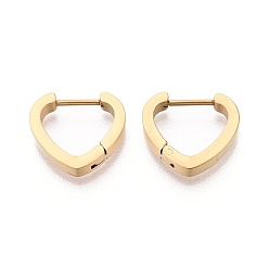 Настоящее золото 18K Серьги из 304 нержавеющей стали, сердце, ионное покрытие (ip), реальный 18 k позолоченный, 13.5x15.5x3 мм