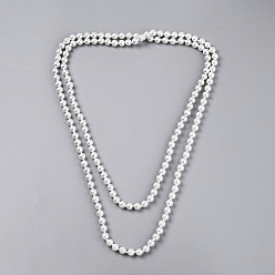 Белый 8.2мм длинные ожерелья из круглых бусин из запеченного стекла с перламутровым покрытием, белые, 57.48~59.06 дюйм (146~150 см)