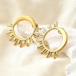 Настоящее золото 18K 304 из нержавеющей стали серьги, солнце, реальный 18 k позолоченный, 34.5x30.5 мм