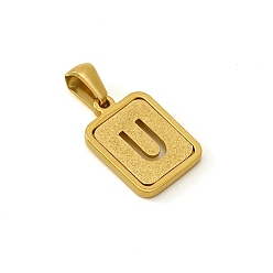 Letter U Шкентели нержавеющей стали, реальный 18 k позолоченный, прямоугольные, Буква U, 15x12 мм