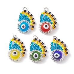 (52) Непрозрачная лаванда Кулон из семенного стекла, с 304 фурнитурой из нержавеющей стали, рыба, с целью перехода в кольце, разноцветные, 20x15x8 мм