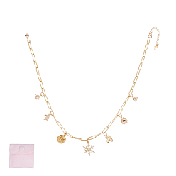 Золотой Латунные ожерелья с подвеской в виде снежинки и солнца, с бархатными мешочками для хранения украшений, золотые, 17.13 дюйм (43.5 см)