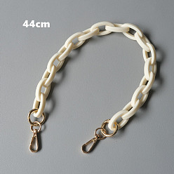 Old Lace Resin Bag Handles, with Iron Clasp, for Bag Straps Replacement Accessories, Light Gold, Old Lace, 44x1.9cm