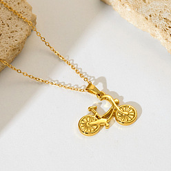 Bicycle 201 pendentifs en acier inoxydable, or, vélo, 15.75 pouce (40 cm), pendentif: 18 mm