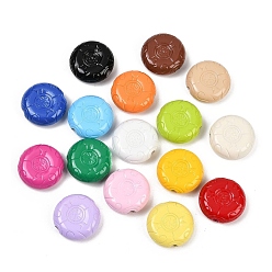 (52) Непрозрачная лаванда Непрозрачные и окрашенные распылением акриловые европейские бусины, плоско-круглые, разноцветные, 31.5x11.5 мм, отверстие : 4.5 мм